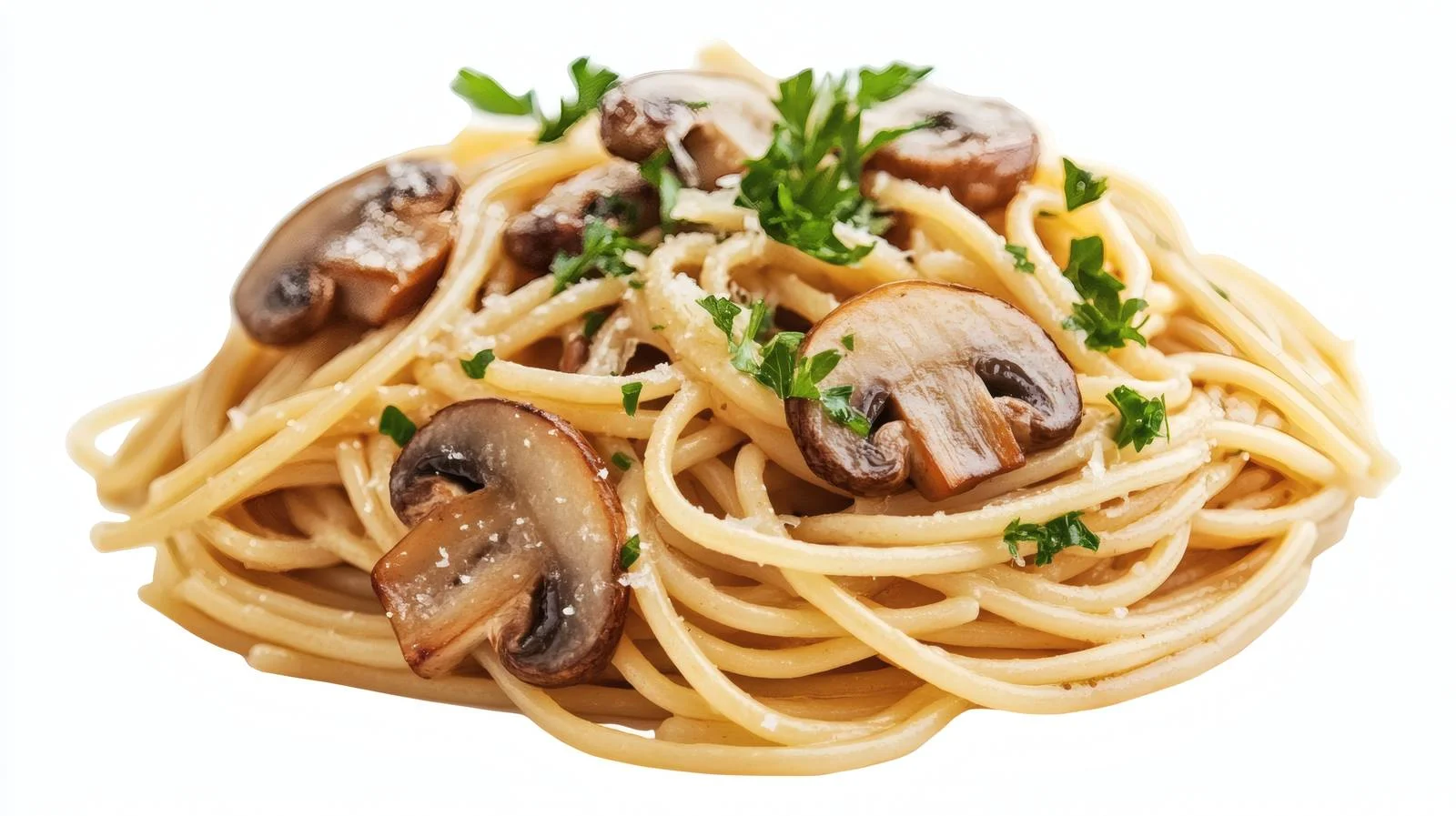 Delicious Mushroom Spaghetti on White Background — free download from Dotvec