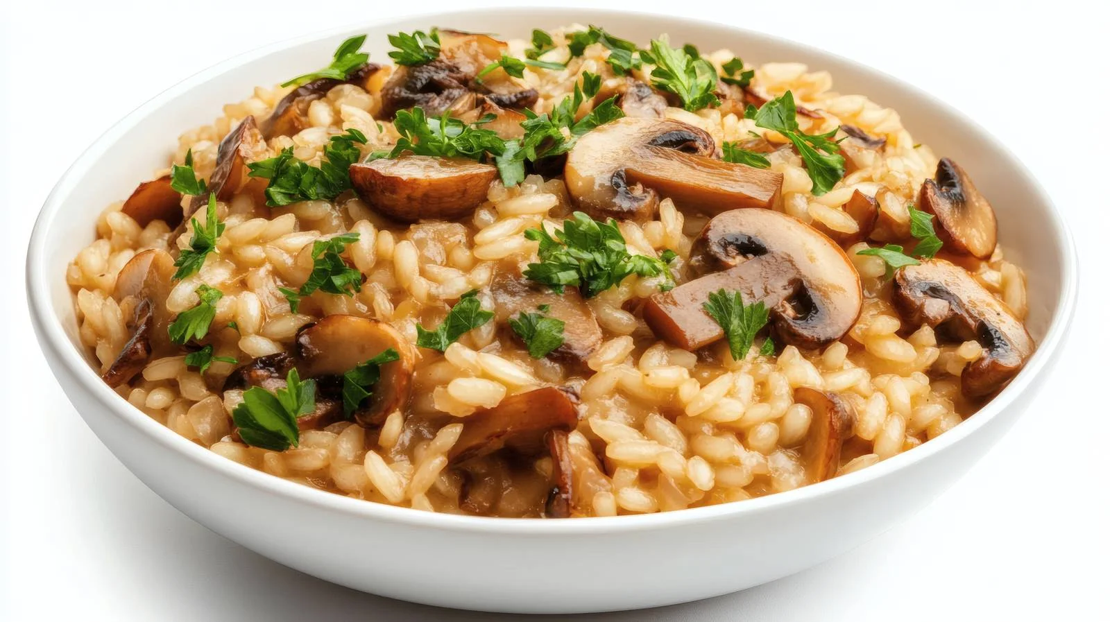 Exquisite Mushroom Risotto on White Background – free mines image from Dotvec