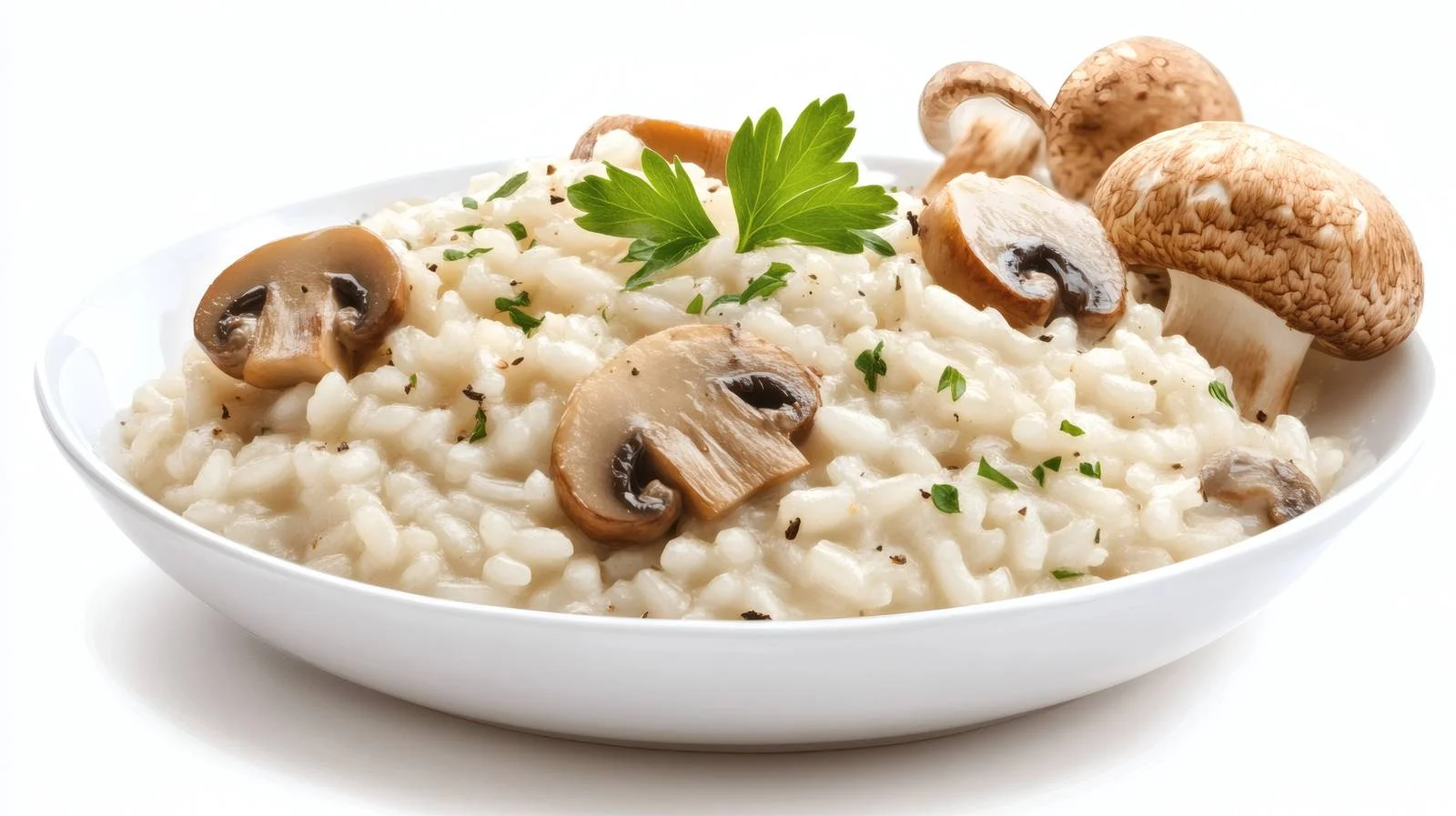 Exquisite Mushroom Risotto on White Background — free download from Dotvec