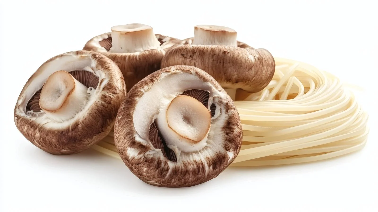 Gourmet mushroom spaghetti pasta on white — free download from Dotvec