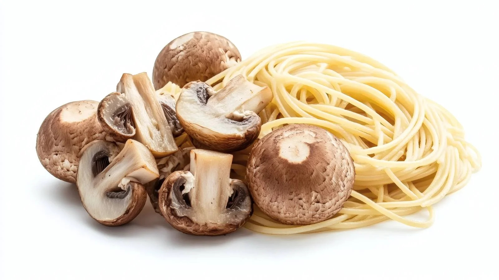 Delicious Mushroom Spaghetti Pasta on White — free download from Dotvec