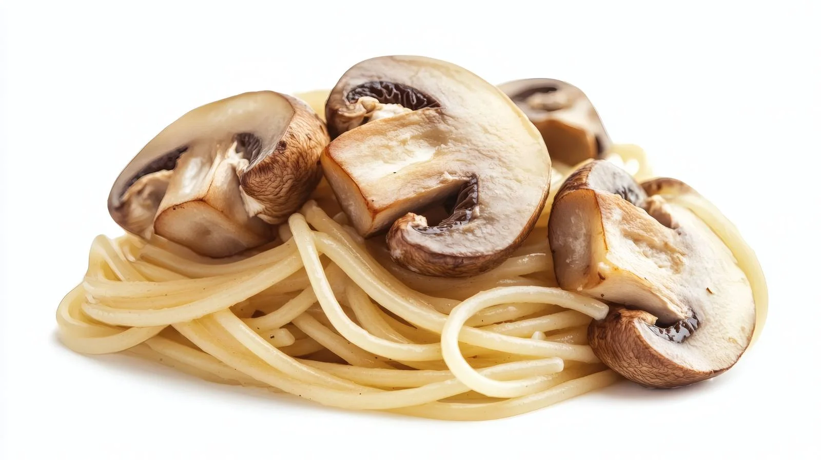 Delicious Mushroom Spaghetti Pasta on White — free download from Dotvec