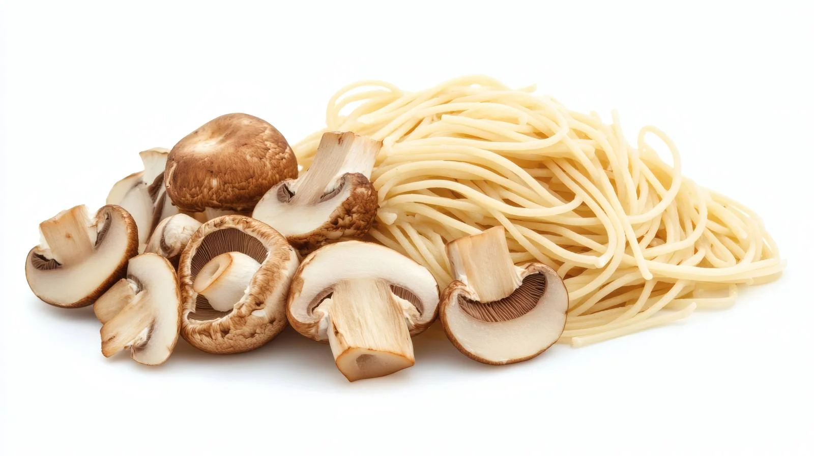 Delicious Mushroom Spaghetti Pasta on White — free download from Dotvec