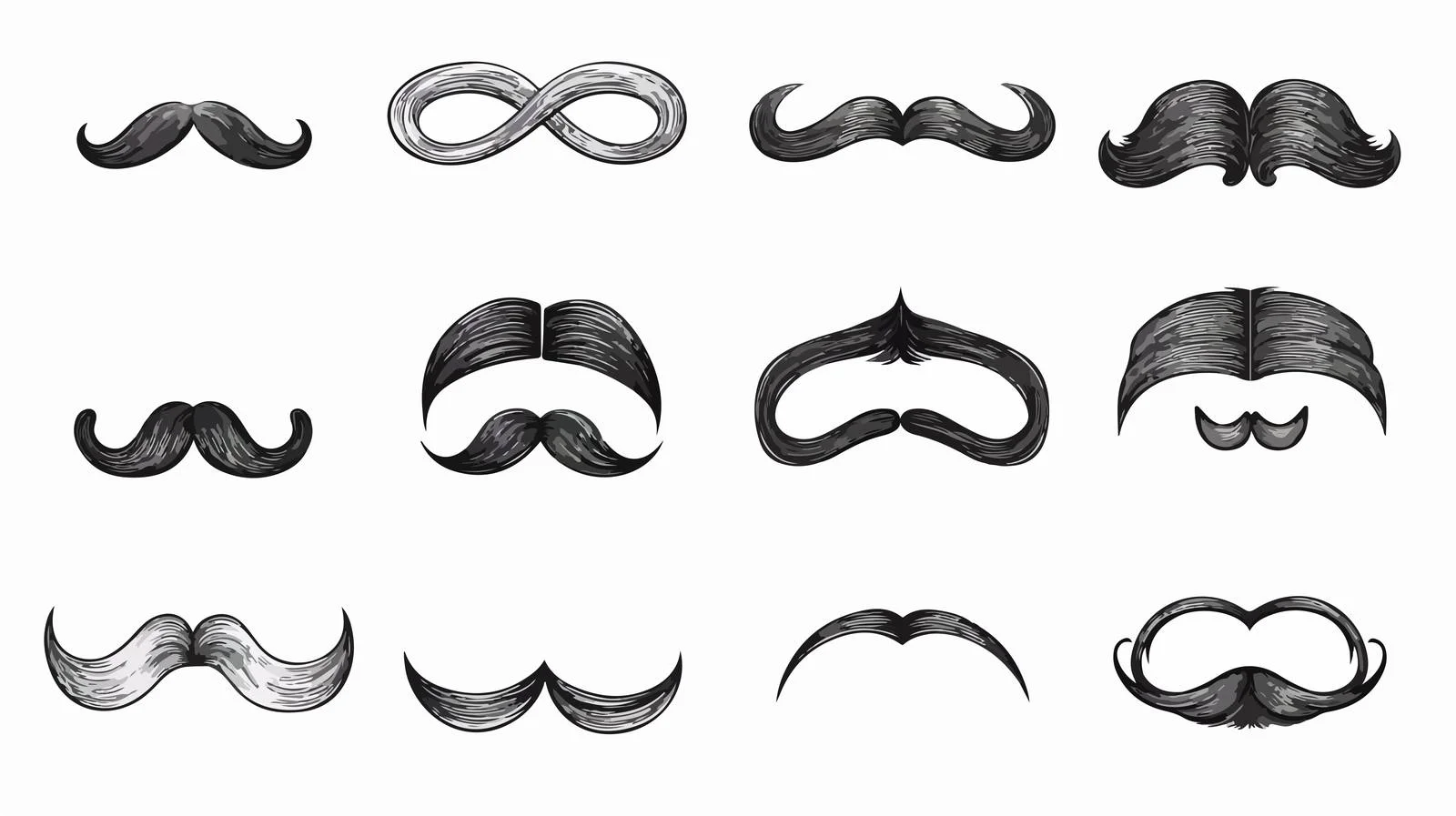 Retro Mustache Sketch Engraving Set — free download from Dotvec