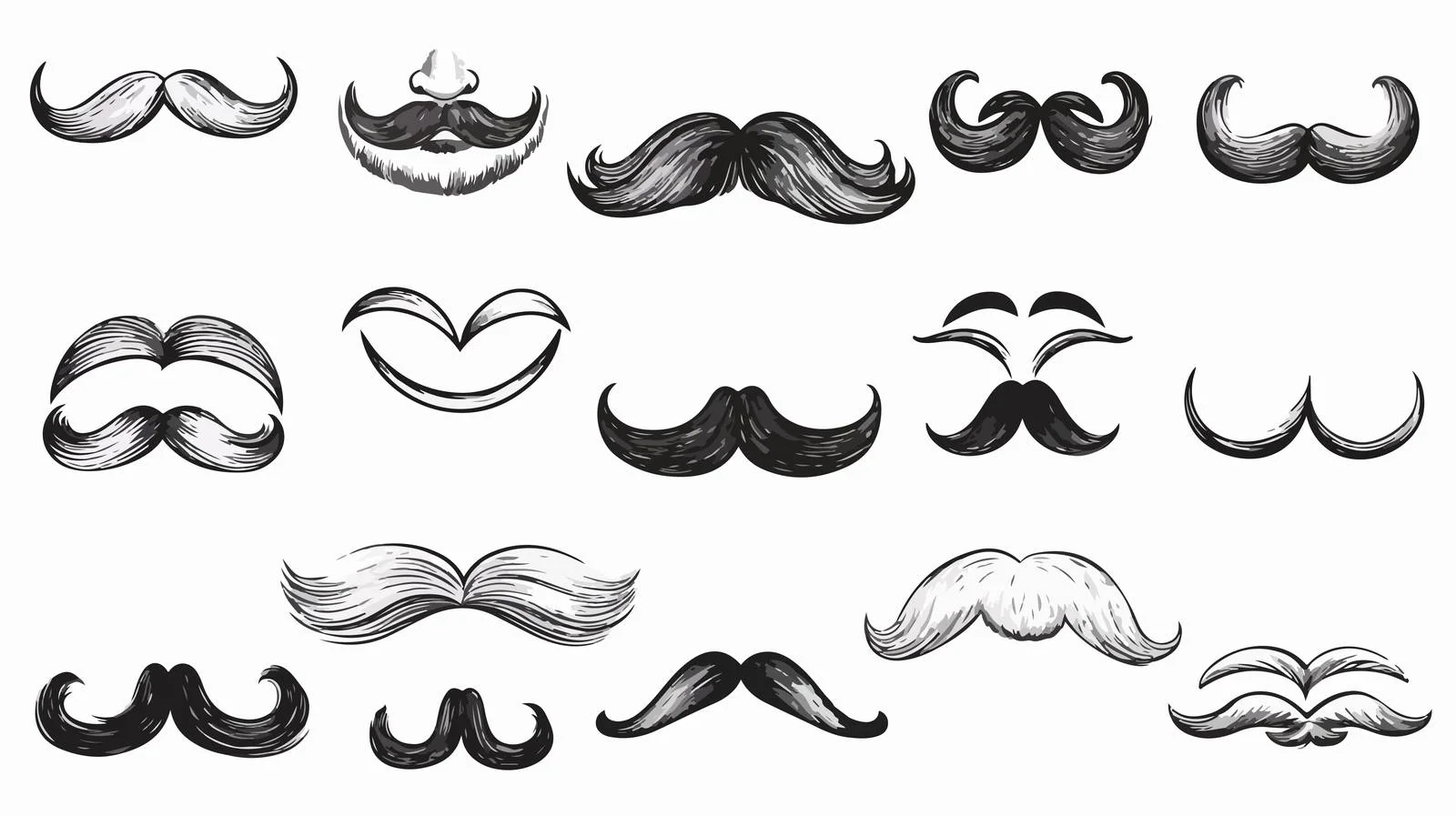 Retro Mustache Sketch Set — free download from Dotvec