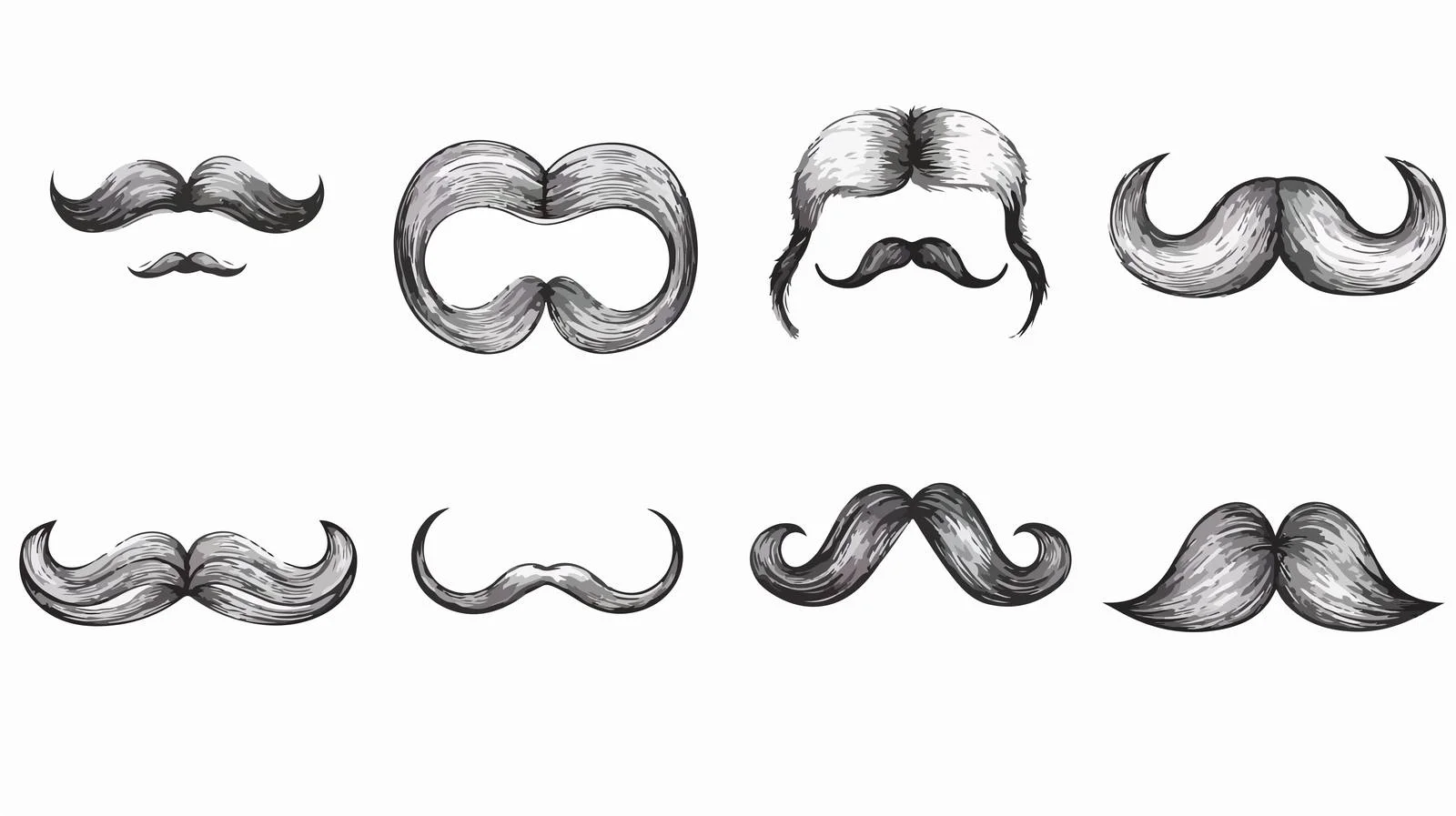 Vintage Mustache Sketch Set — free download from Dotvec
