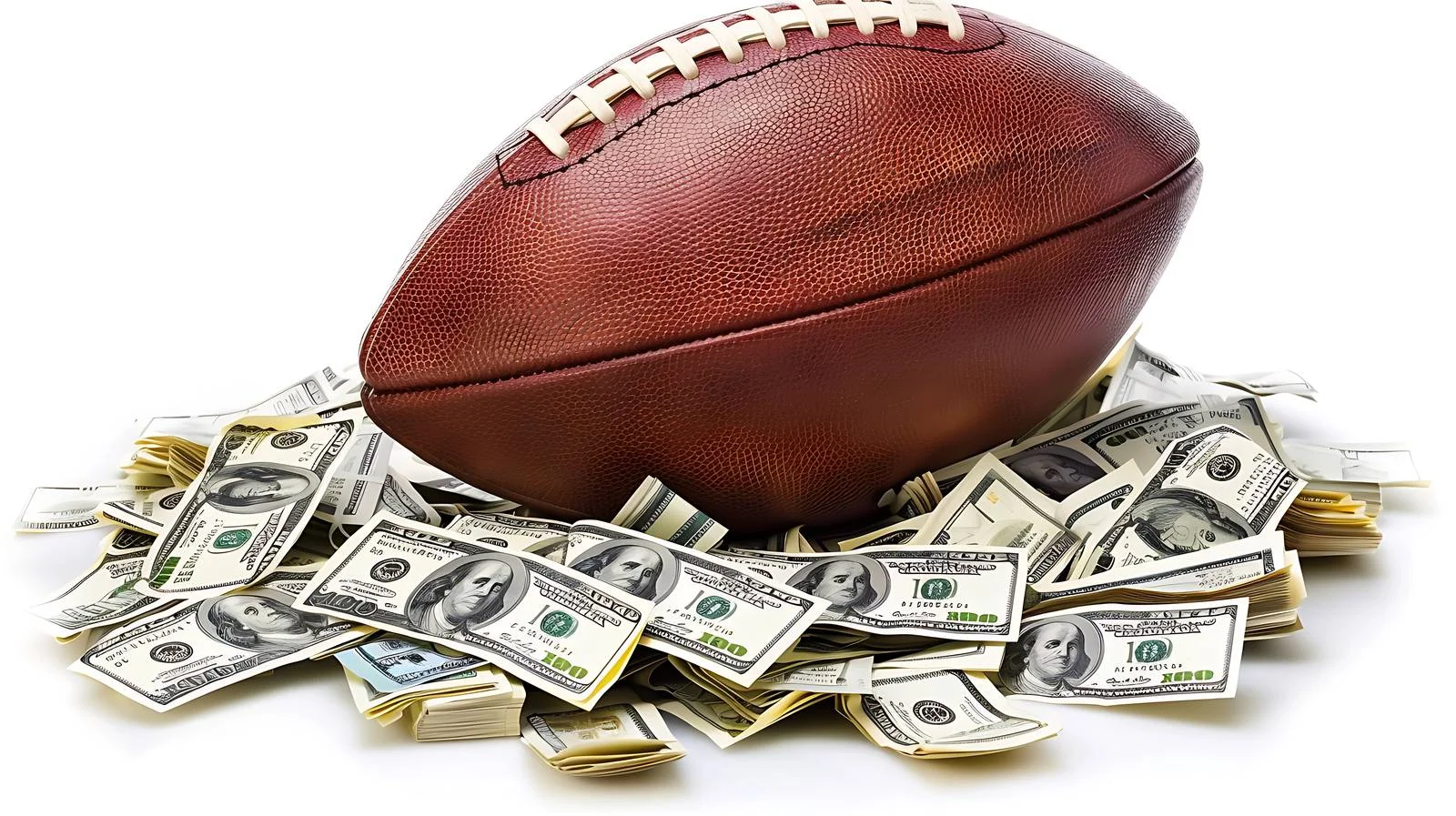 NFL football on field with cash stack — free download from Dotvec