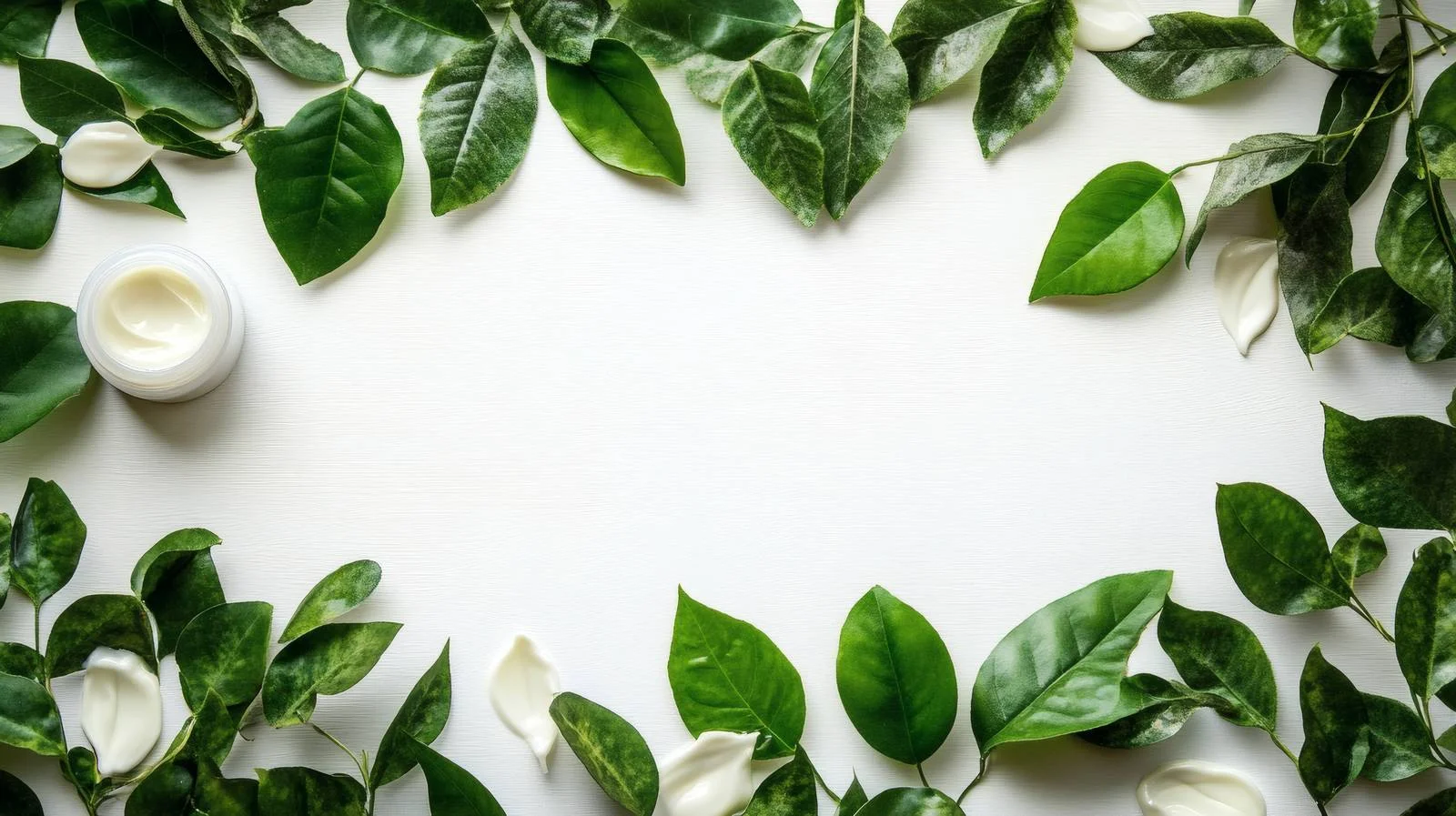 Organic Skincare and Leaves on White Background — free download from Dotvec