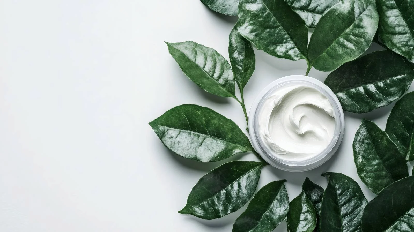 Organic Cosmetic Cream with Green Leaves — free download from Dotvec