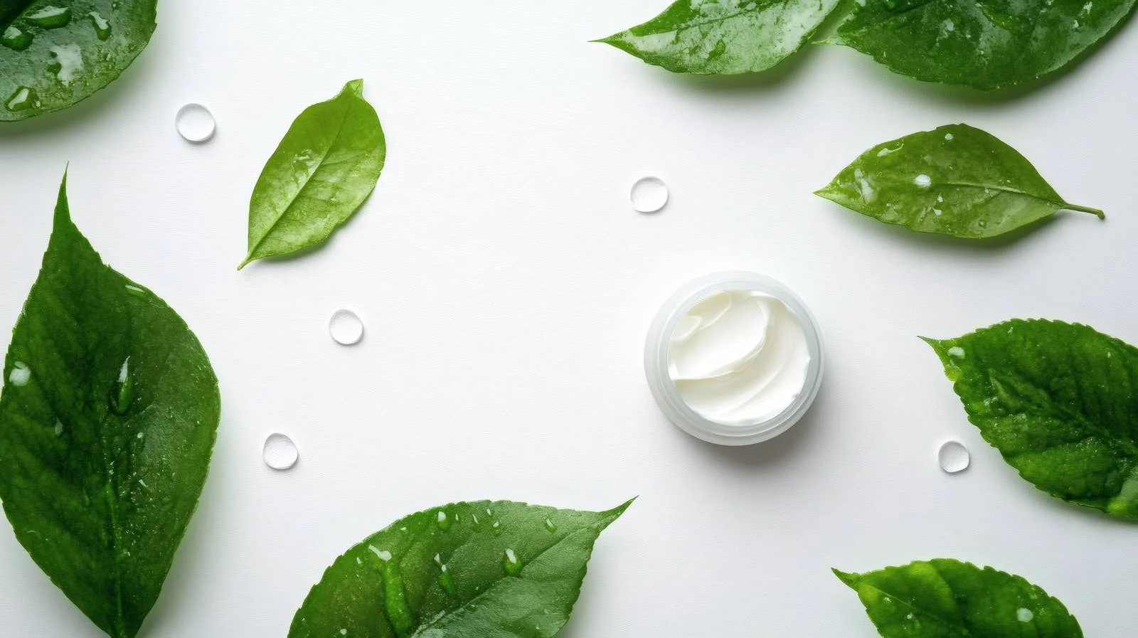 Organic Cosmetic Cream with Fresh Green Leaves — free download from Dotvec