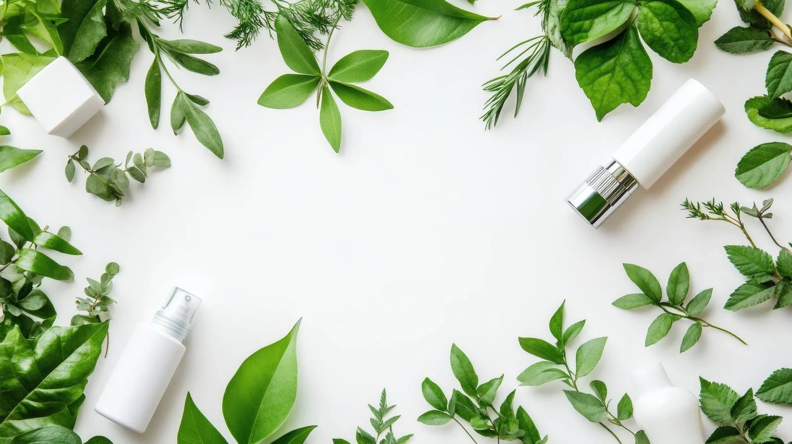 Organic Skincare Products and Fresh Foliage — free download from Dotvec