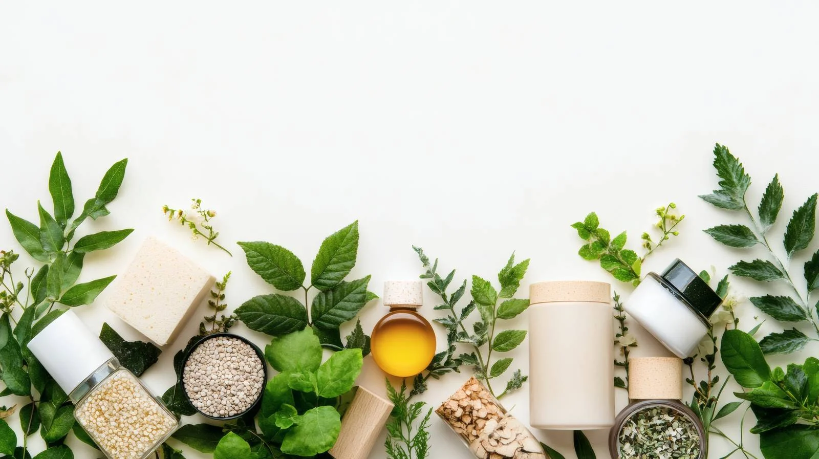 Eco-friendly Beauty Products with Leafy Background — free download from Dotvec