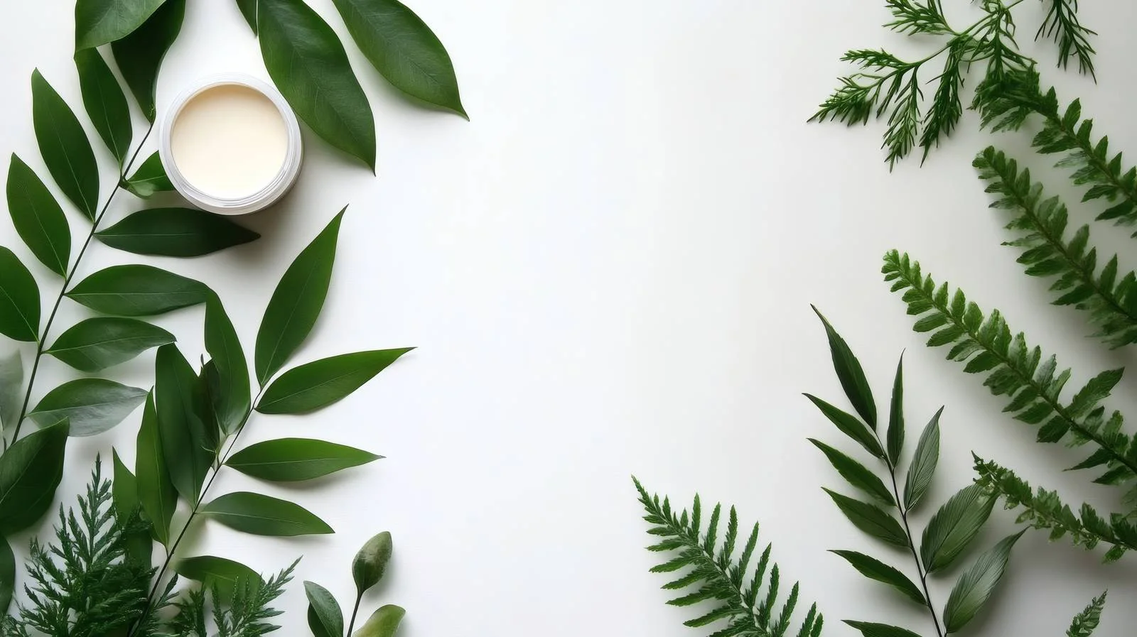 Organic Beauty Products with Lush Green Leaves — free download from Dotvec