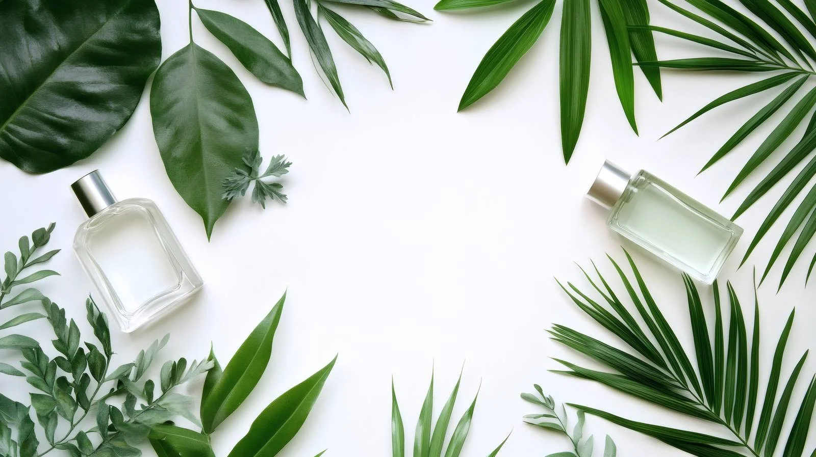 Organic Cosmetics with Leaves on White Background — free download from Dotvec