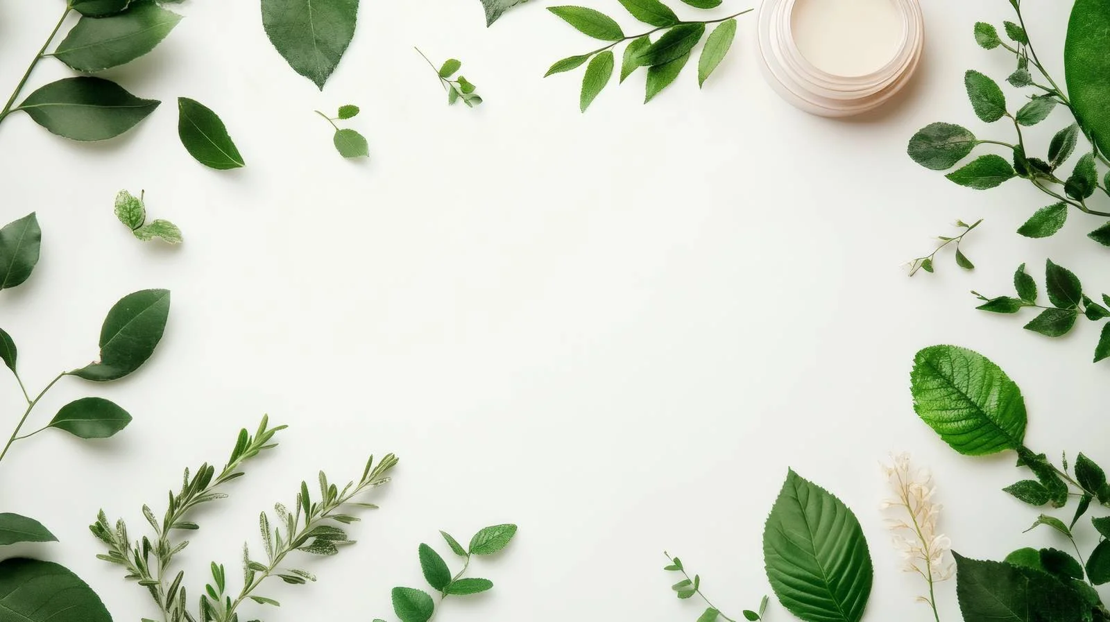 Eco-friendly beauty products with leaves on white — free download from Dotvec