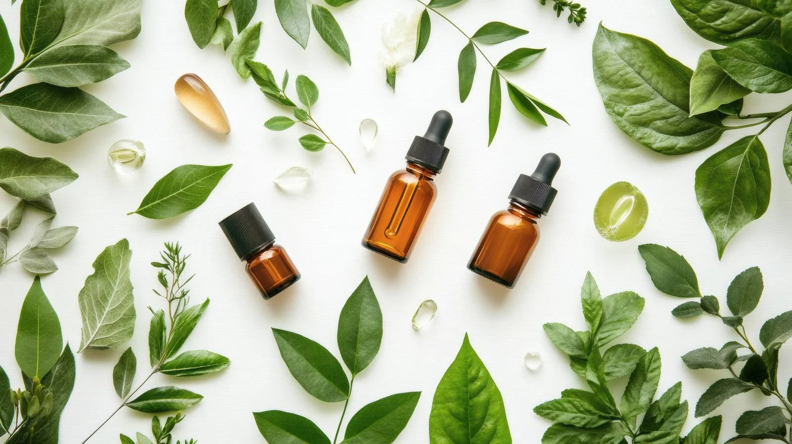 Organic Beauty Products with Green Leaves — free download from Dotvec