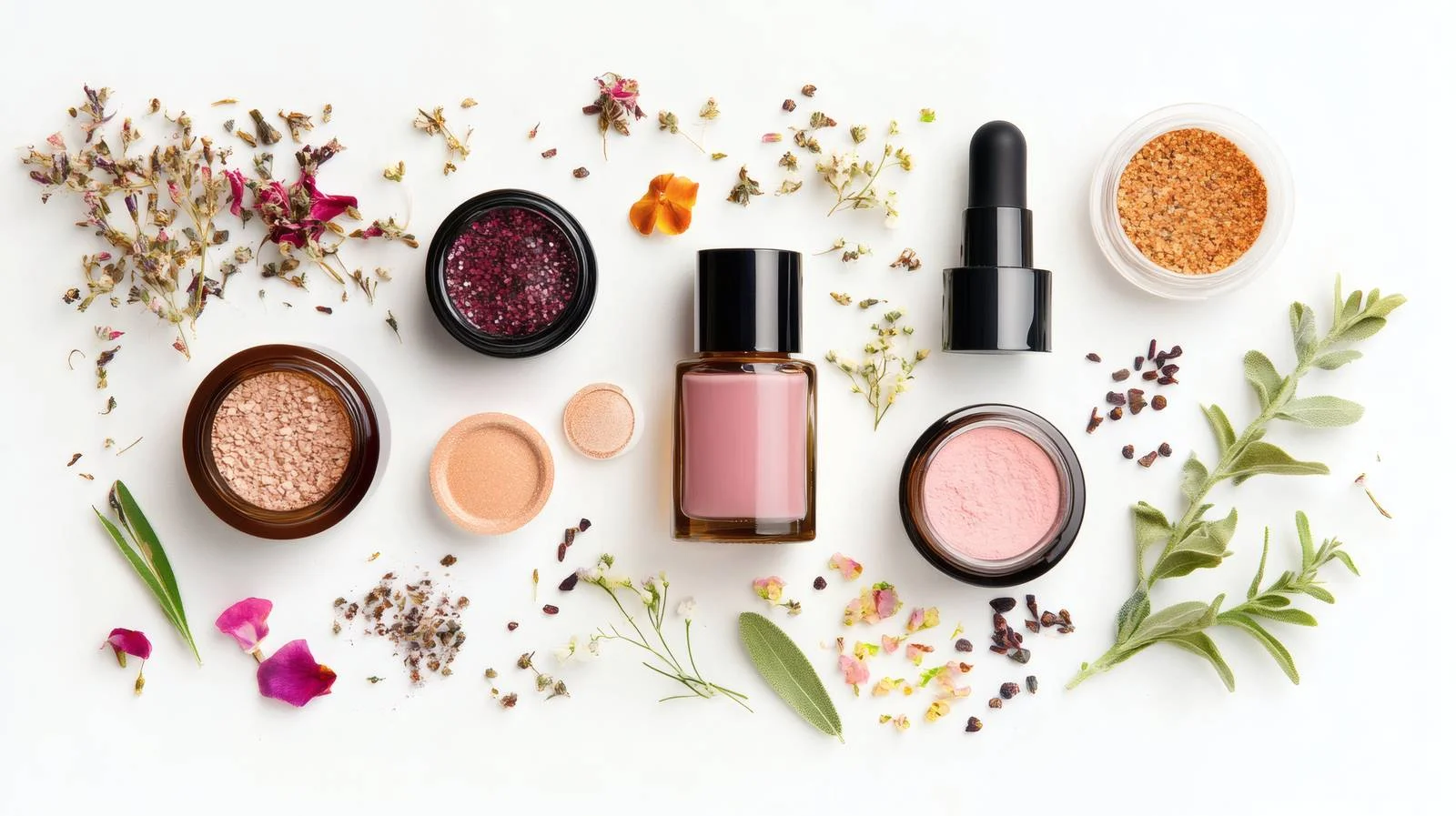 Eco-friendly Natural Beauty Cosmetics on White Background — free download from Dotvec