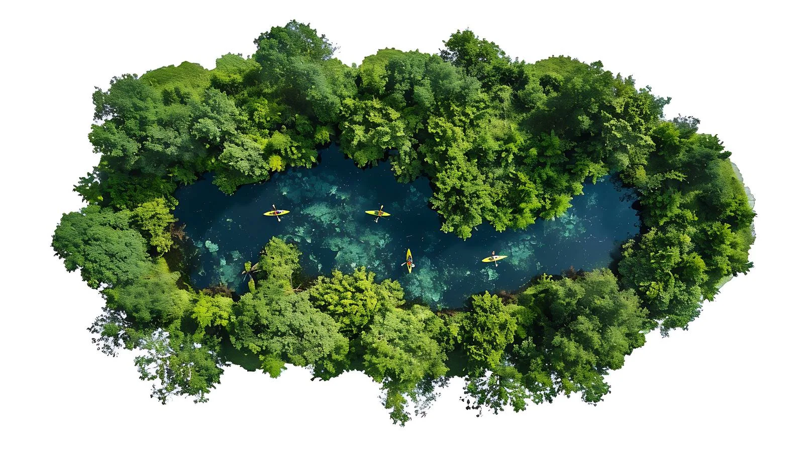 Tranquil River Scene with People Canoeing — free download from Dotvec
