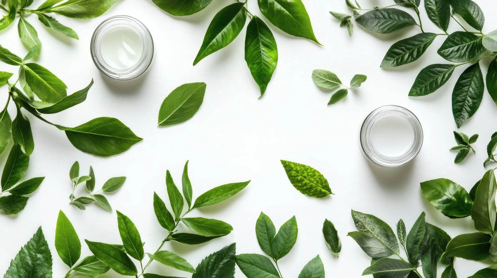 Organic Skincare and Fresh Leaves Composition — free download from Dotvec