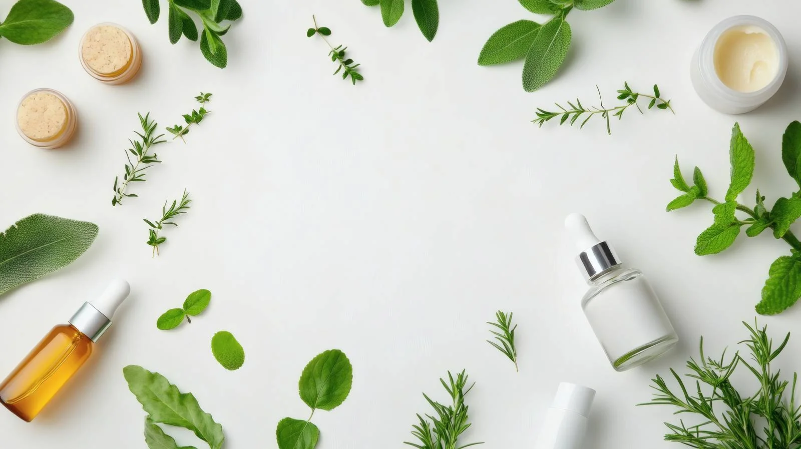 Organic Skin Care with Green Foliage — free download from Dotvec