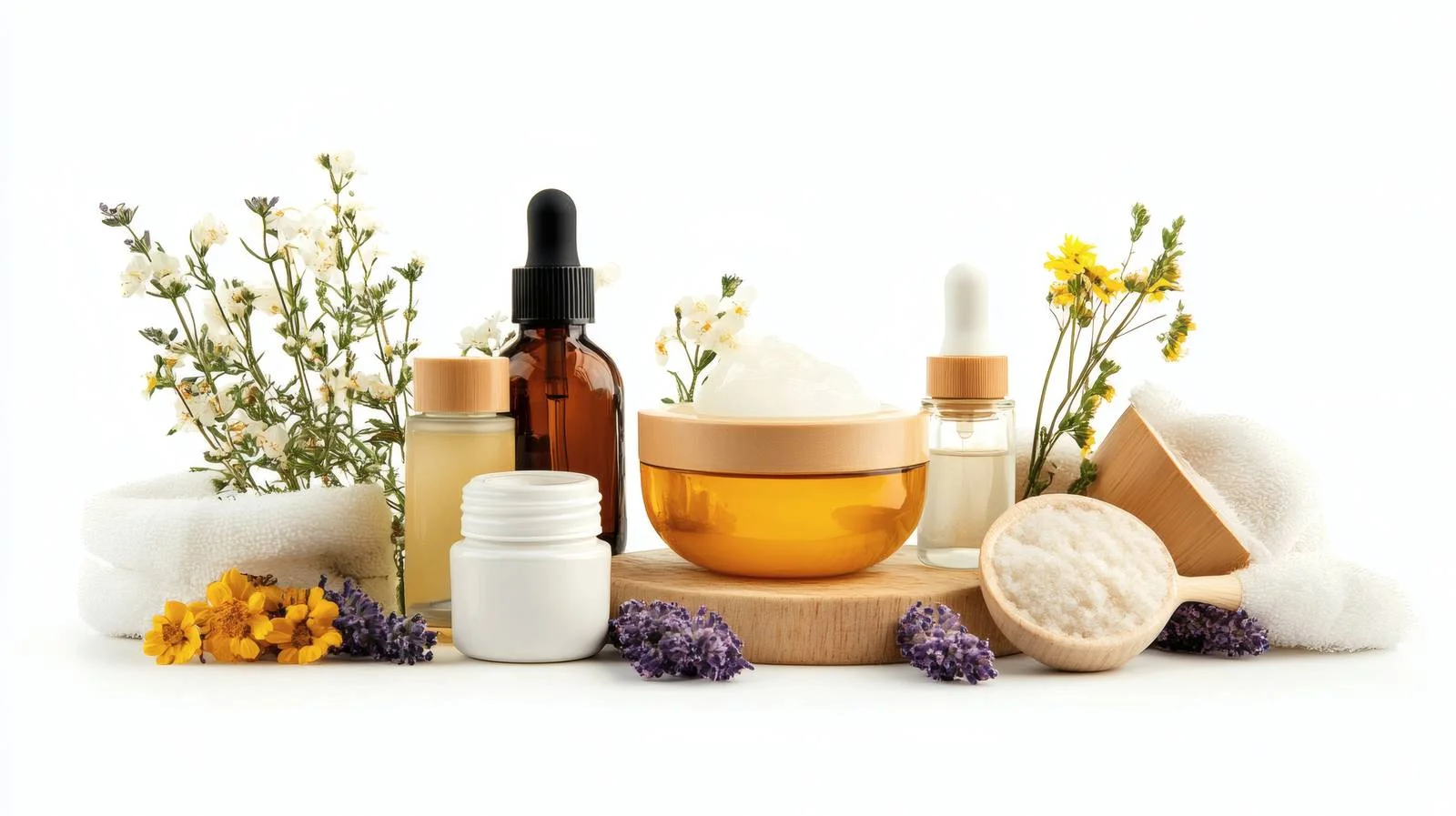 Organic Skincare Essentials On White Background — free download from Dotvec