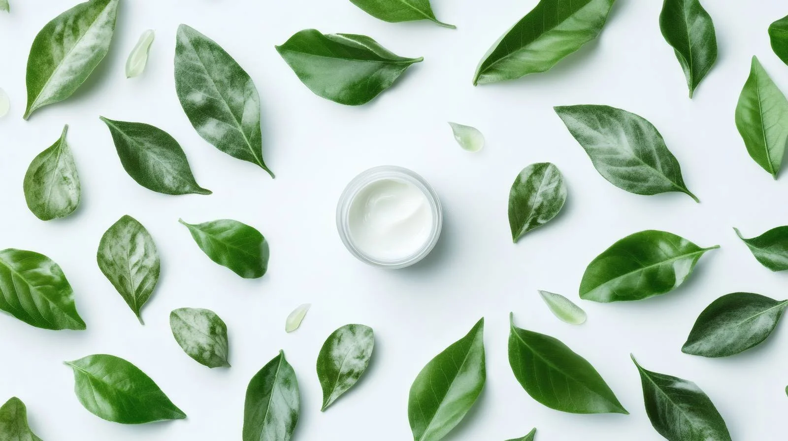 Organic Skincare Products and Green Leaves — free download from Dotvec