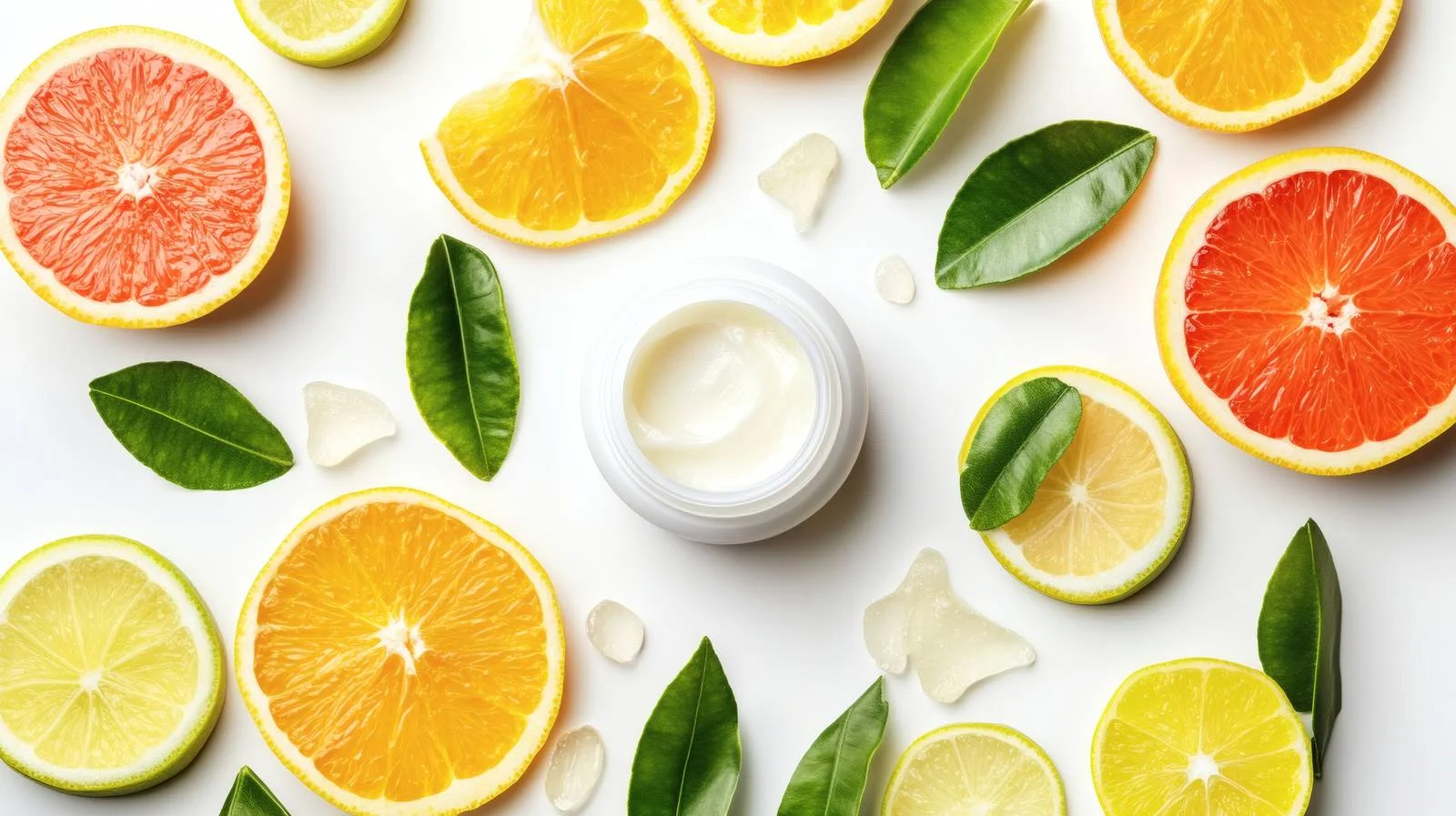 Organic Vitamin C Skincare and Fresh Citrus Slices — free download from Dotvec
