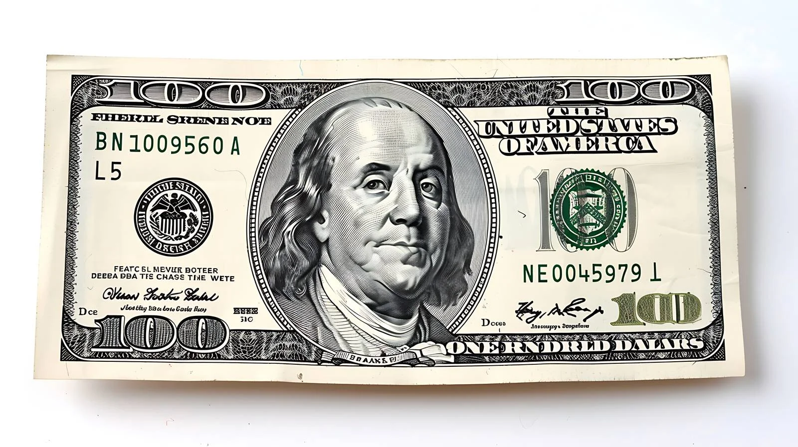 Crisp New $100 Bill on White Background — free download from Dotvec