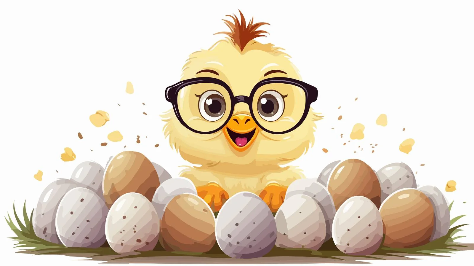 Adorable Chick With Glasses Hatching — free download from Dotvec