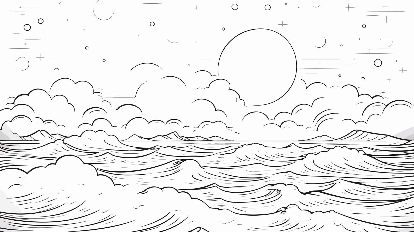 Night Seascape with Moon and Stars — free download from Dotvec