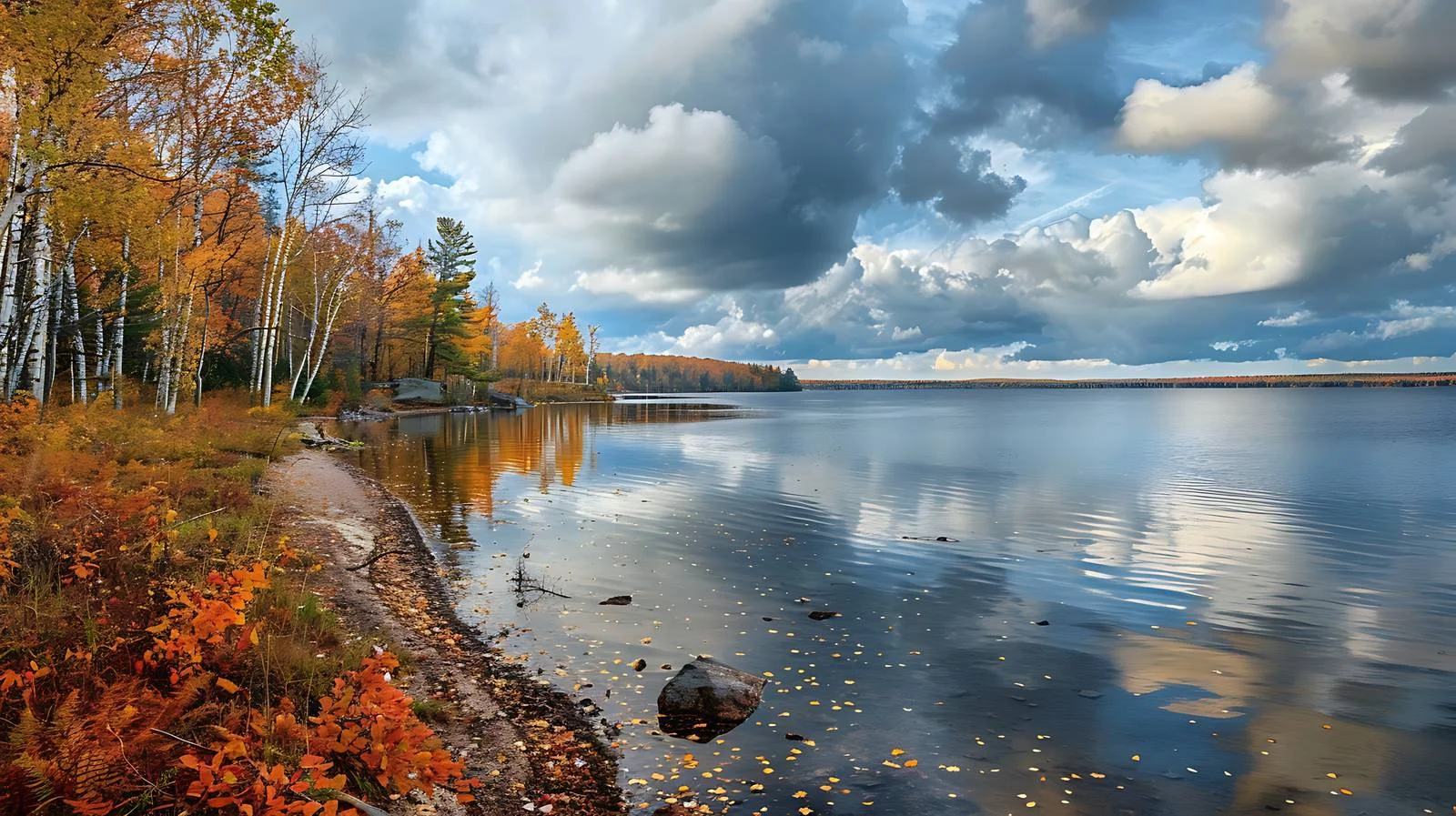 Vibrant Autumn Colors on Northern Minnesota Lakeshore — free download from Dotvec