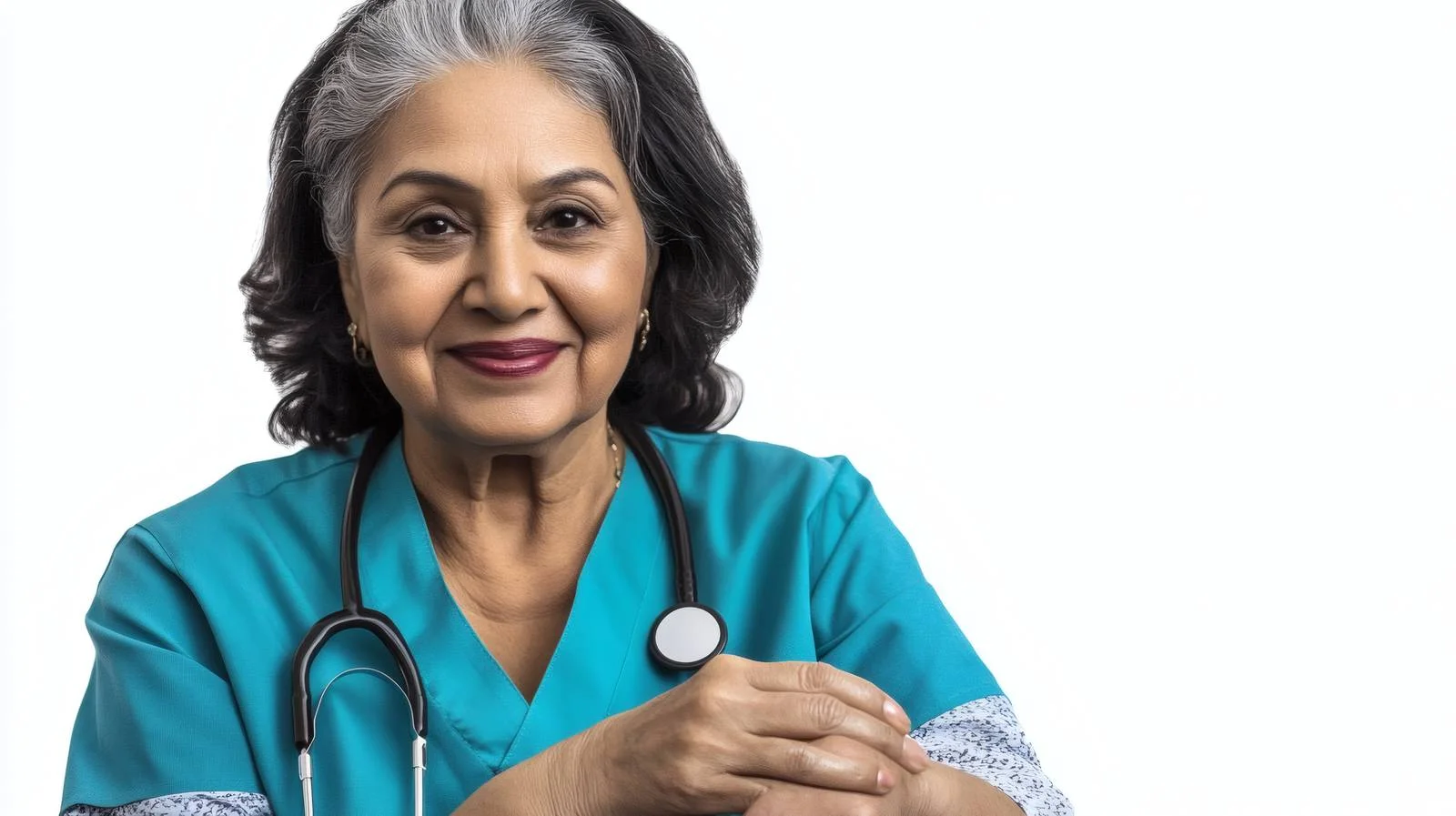 Compassionate nurse comforting elderly patient — free download from Dotvec