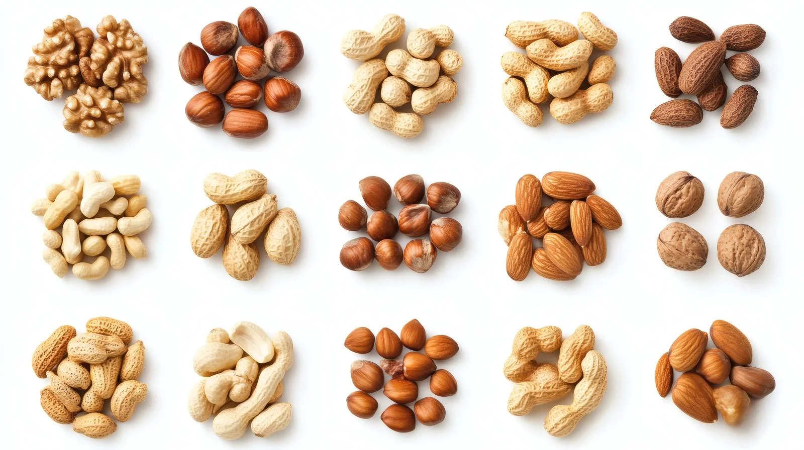 Assorted Nuts on White Background Composition — free download from Dotvec