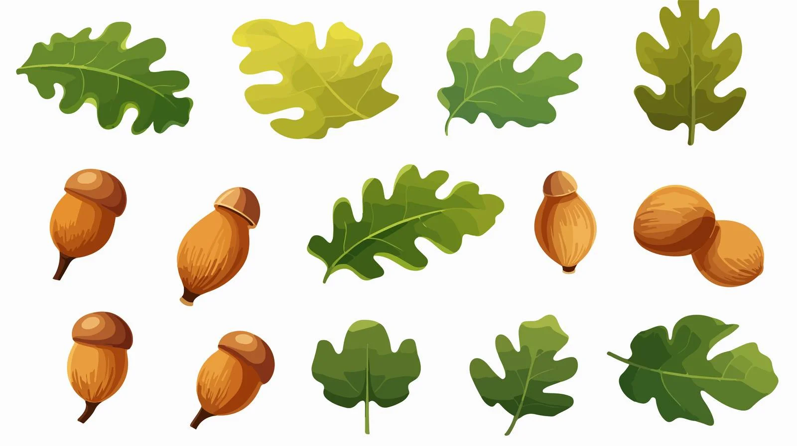 Oak Nature Elements on White Background — free download from Dotvec