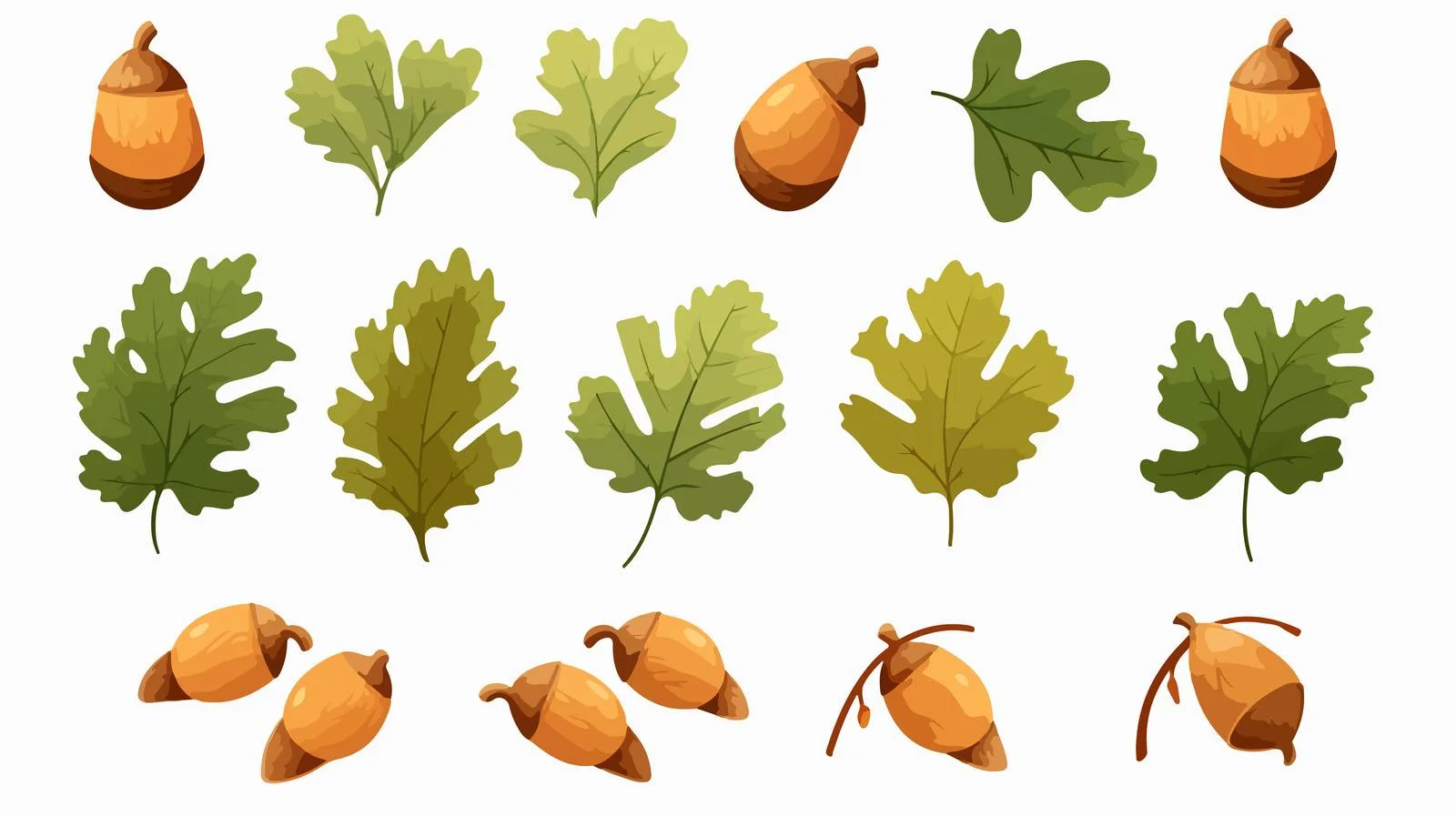 Oak Leaves Acorns White Background — free download from Dotvec