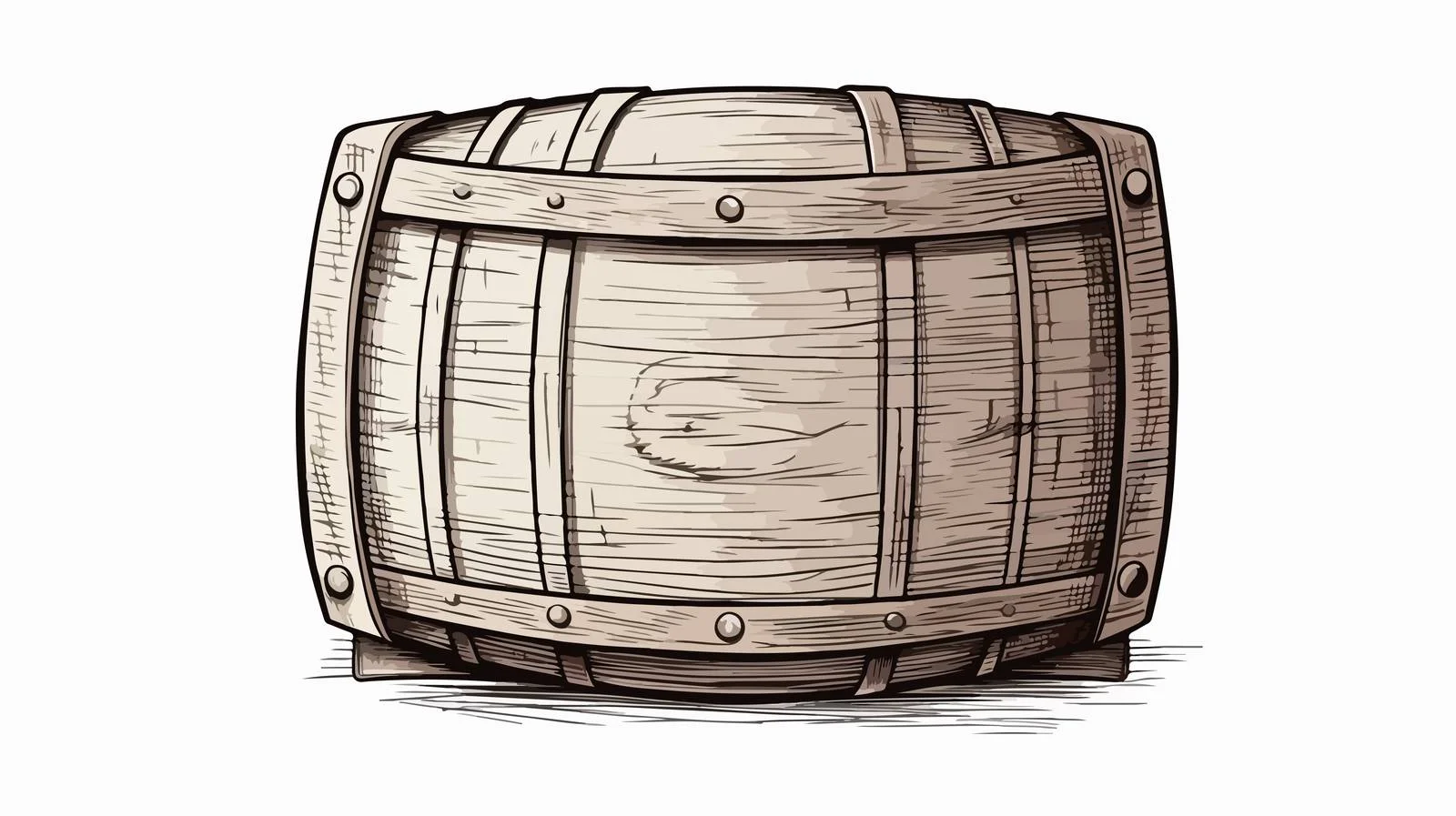 Hand-drawn Oak Barrel Illustration — free download from Dotvec