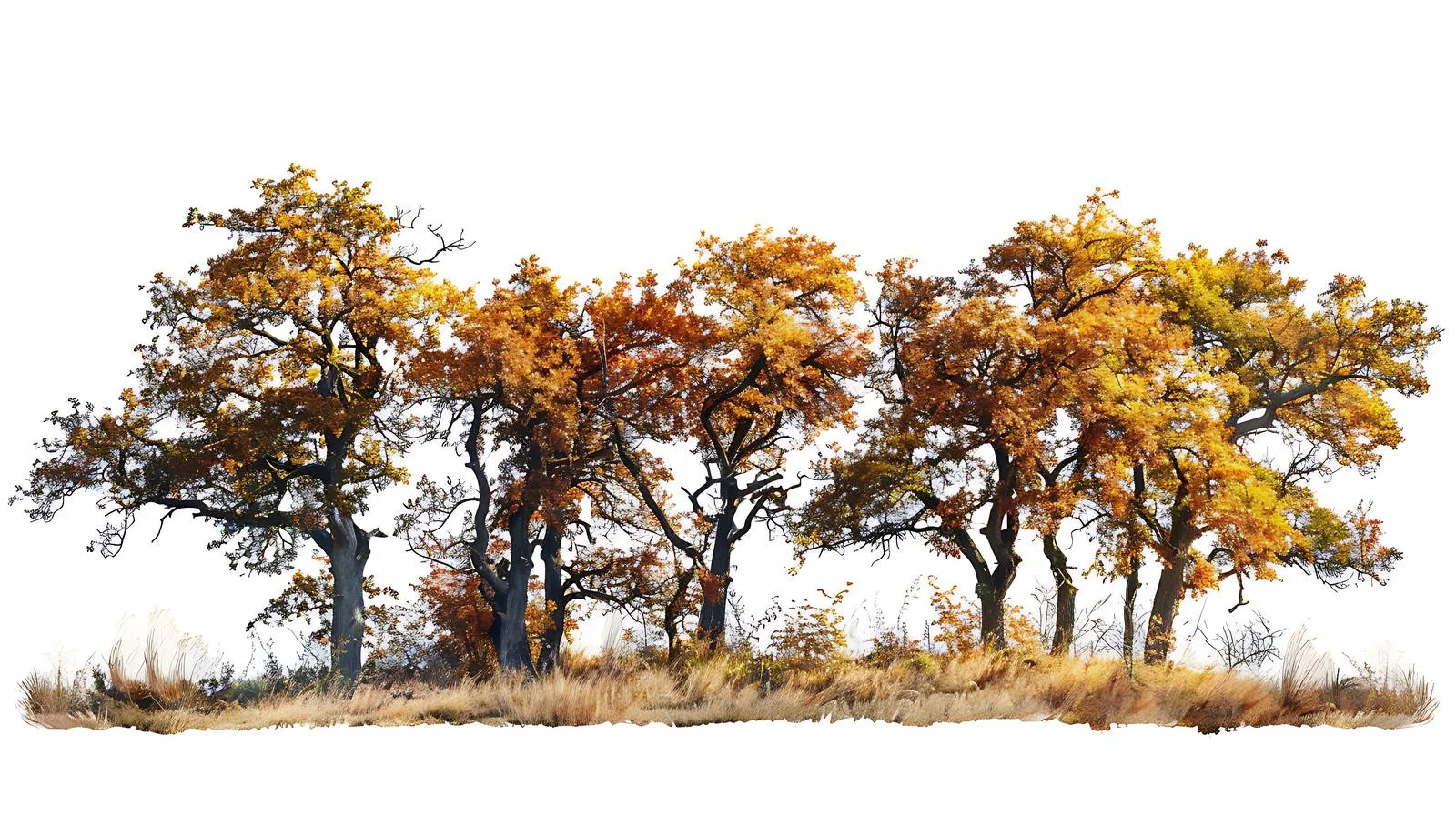 Autumn Oak Trees in Bright Sunlight — free download from Dotvec