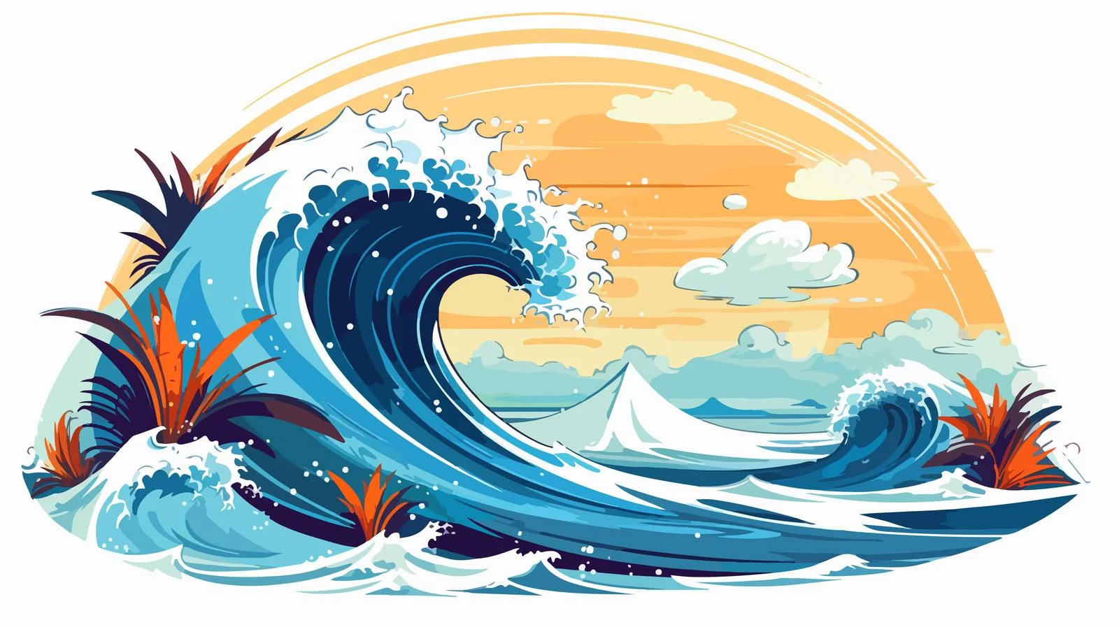 High Waves Ocean Vacation Graphics — free download from Dotvec