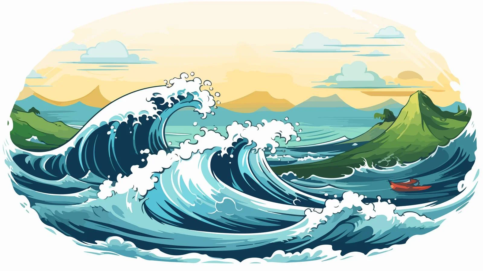Summer Ocean Waves Graphics for Vacation — free download from Dotvec