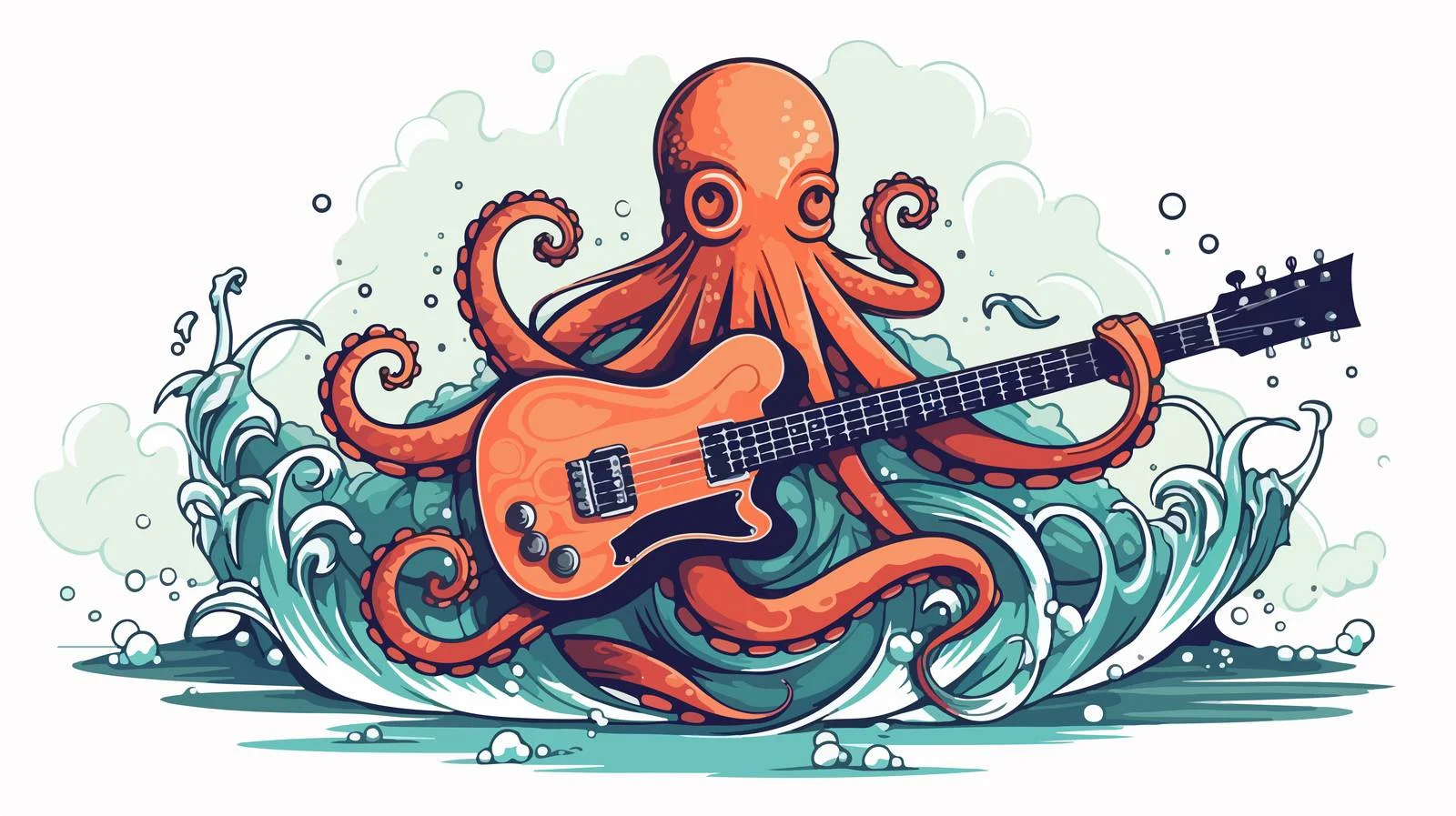 Vintage Octopus Guitar Texture Artwork — free download from Dotvec