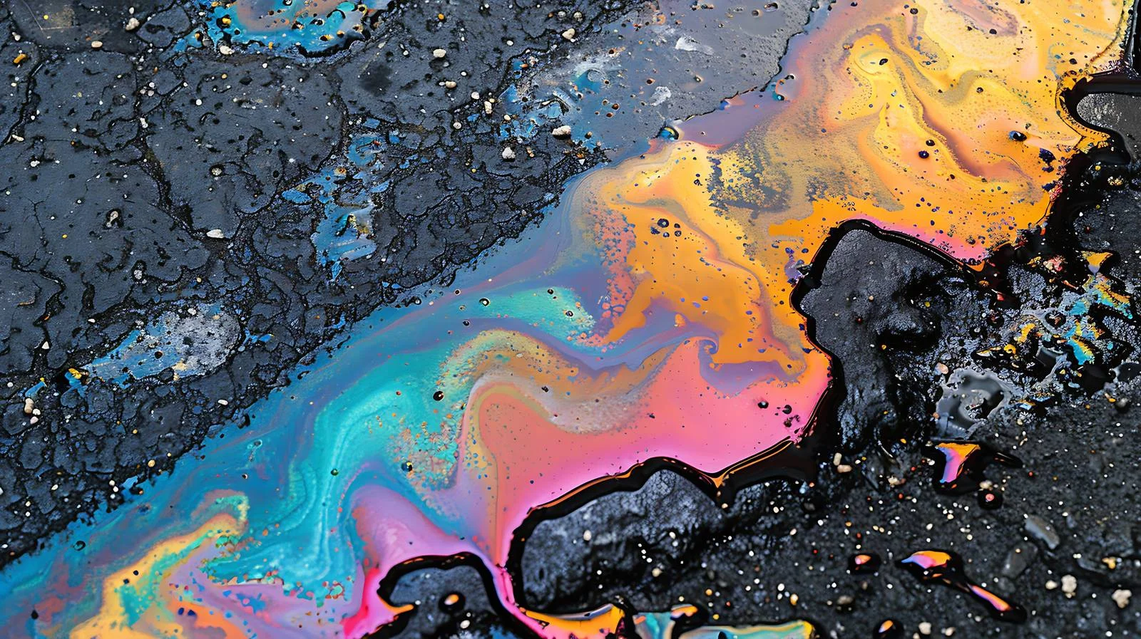 Vivid Gasoline Stains on Asphalt Surface — free download from Dotvec
