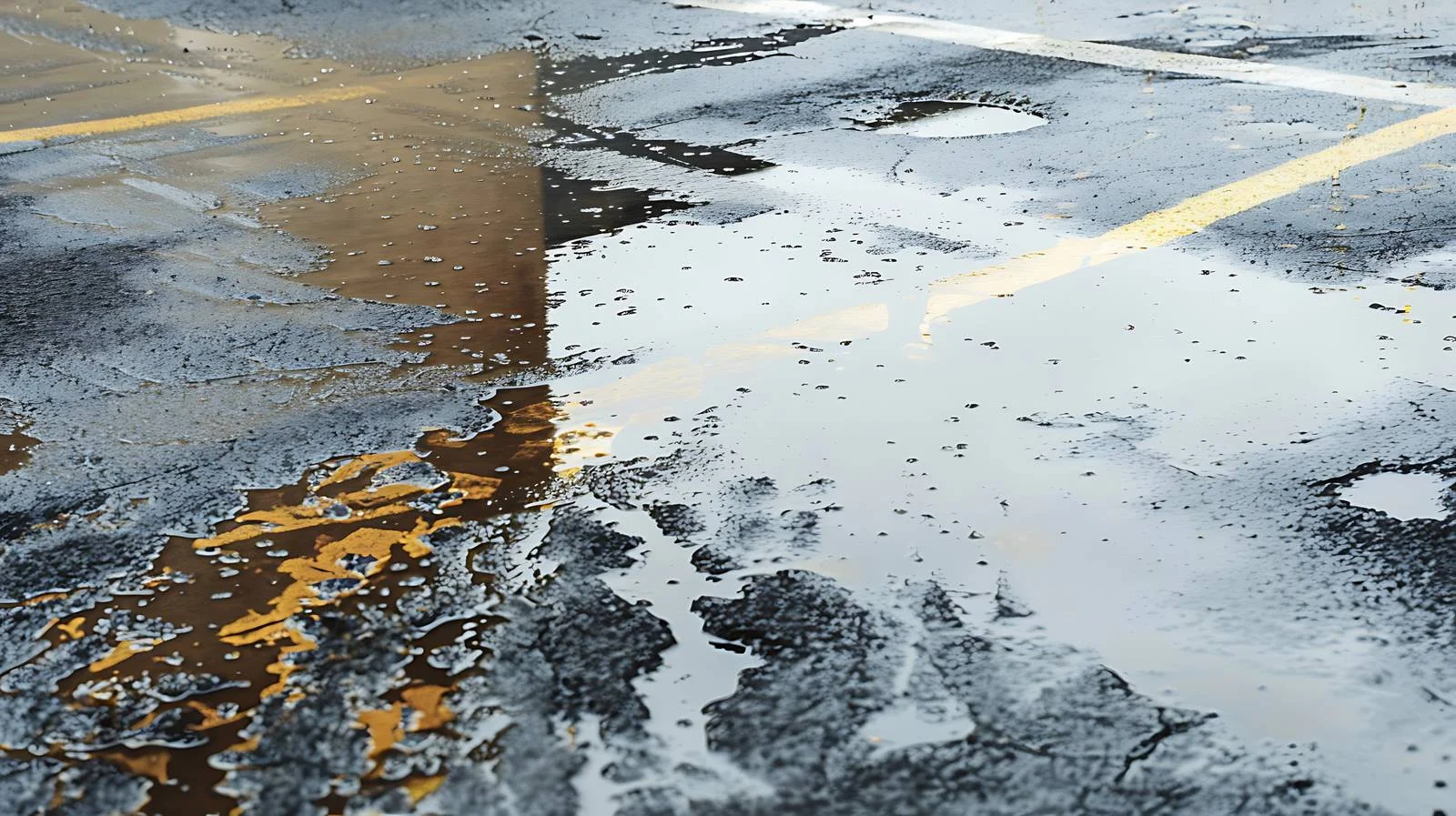 Fuel Spill on Wet Pavement in Parking Area — free download from Dotvec