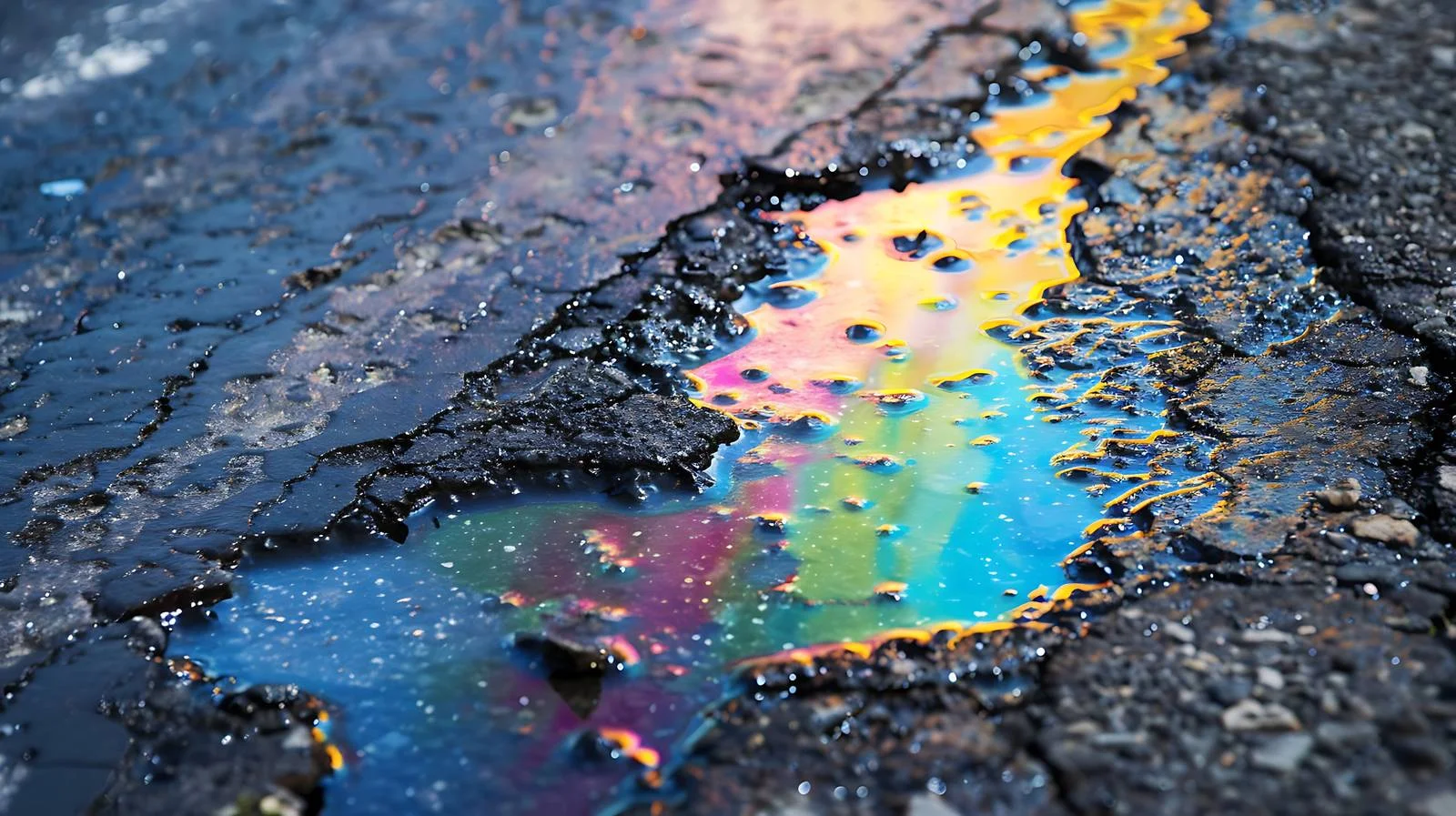 Sunlight interacts with oil residues on asphalt — free download from Dotvec