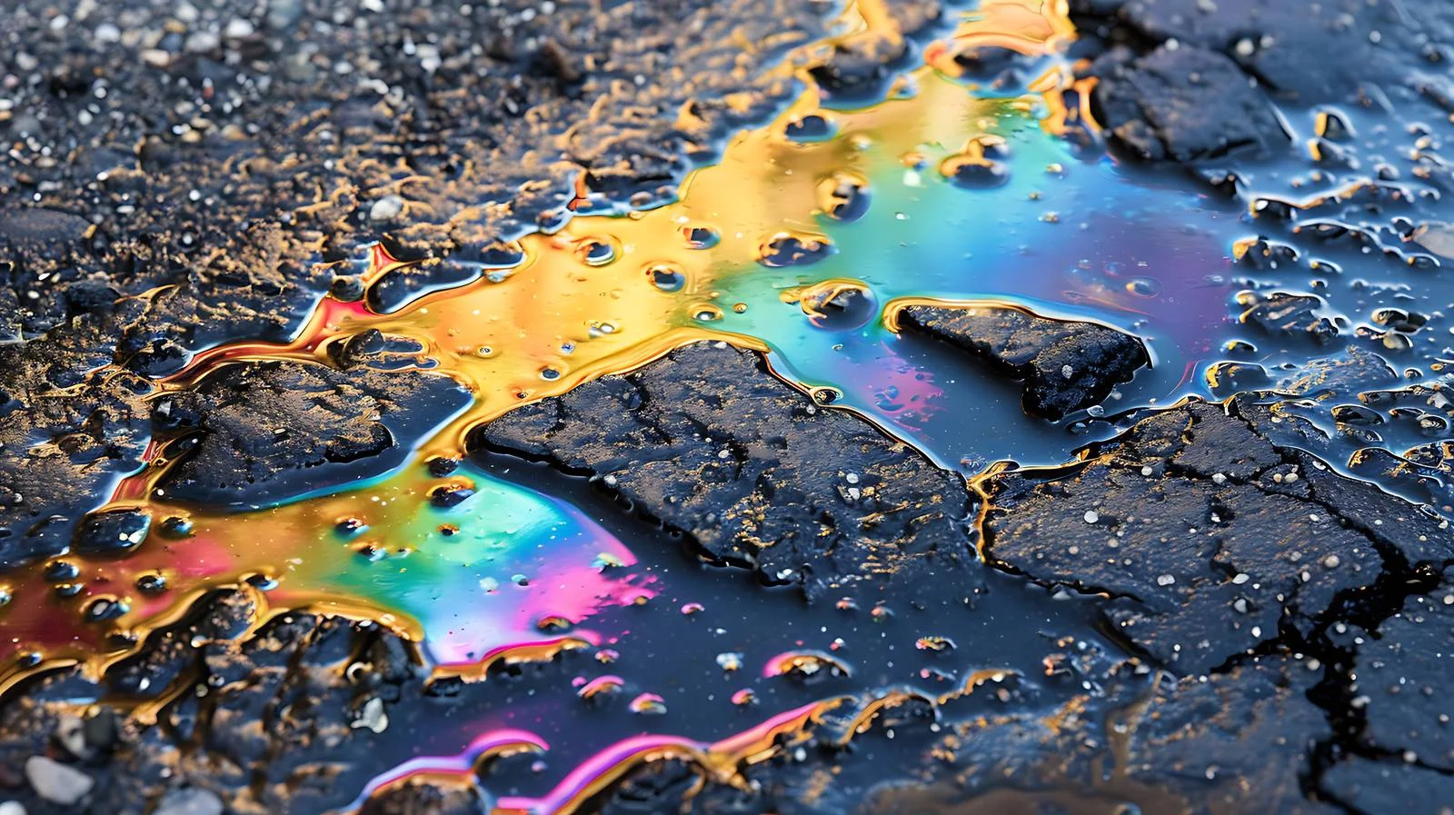 Sunlight Reflection on Asphalt Covered in Oil — free download from Dotvec