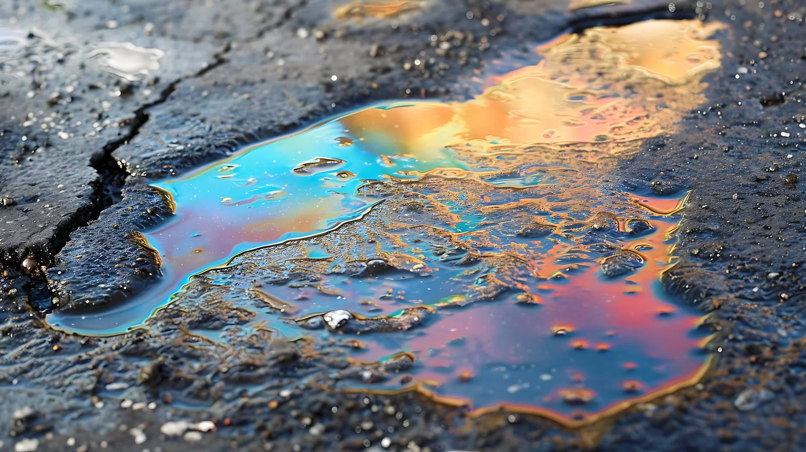 Polluted asphalt road as oil drains — free download from Dotvec