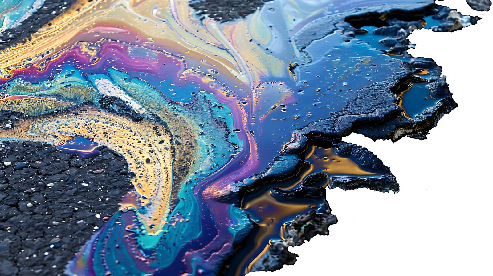 Polluted asphalt road with draining oil — free download from Dotvec