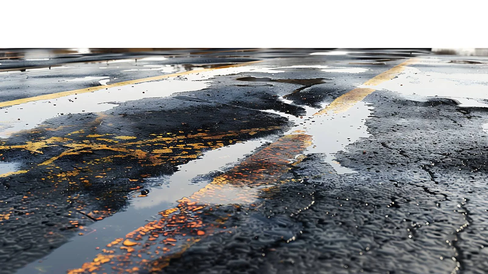 Spilled oil on wet asphalt near parking — free download from Dotvec