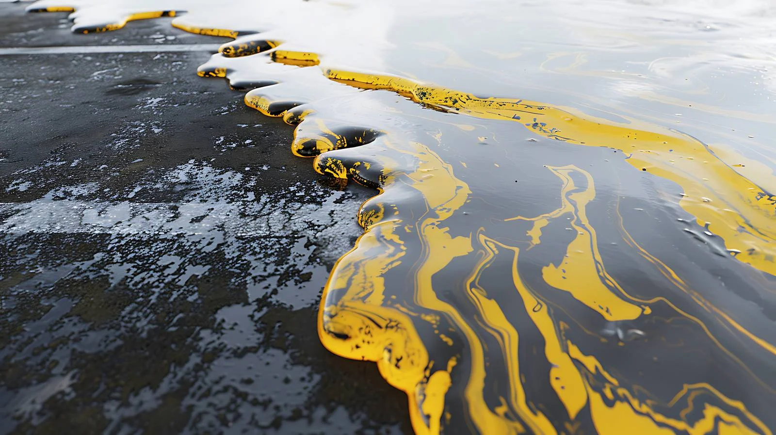 Parking lot oil spill on wet asphalt — free download from Dotvec