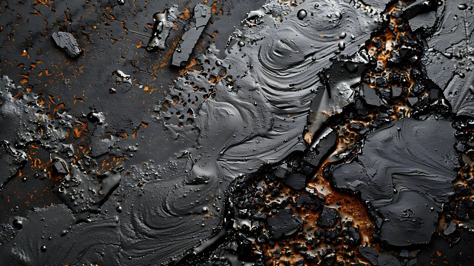 Damaged asphalt road with oil spillage — free download from Dotvec