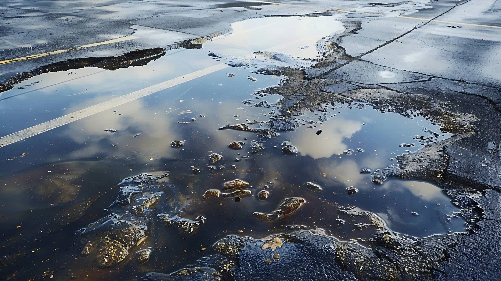 Parking Lot Oil Spill on Wet Surface — free download from Dotvec